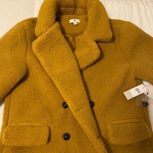 BP Nordstrom Mustard Teddy/Sherpa Coat